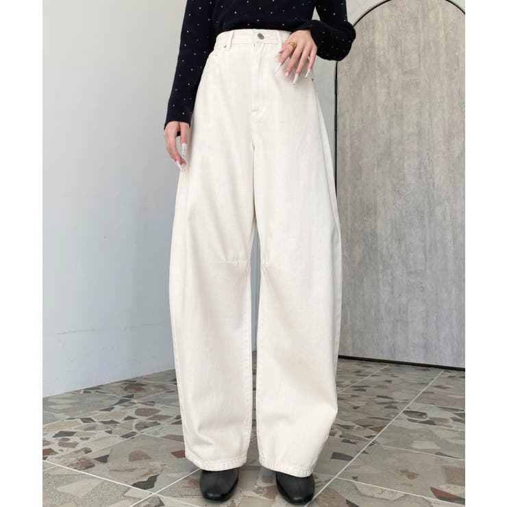 アイボリー | カーブデニム | moment+