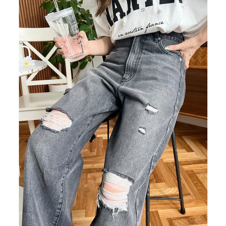 クラッシュダメージデニムパンツ | moment+ | 詳細画像12 