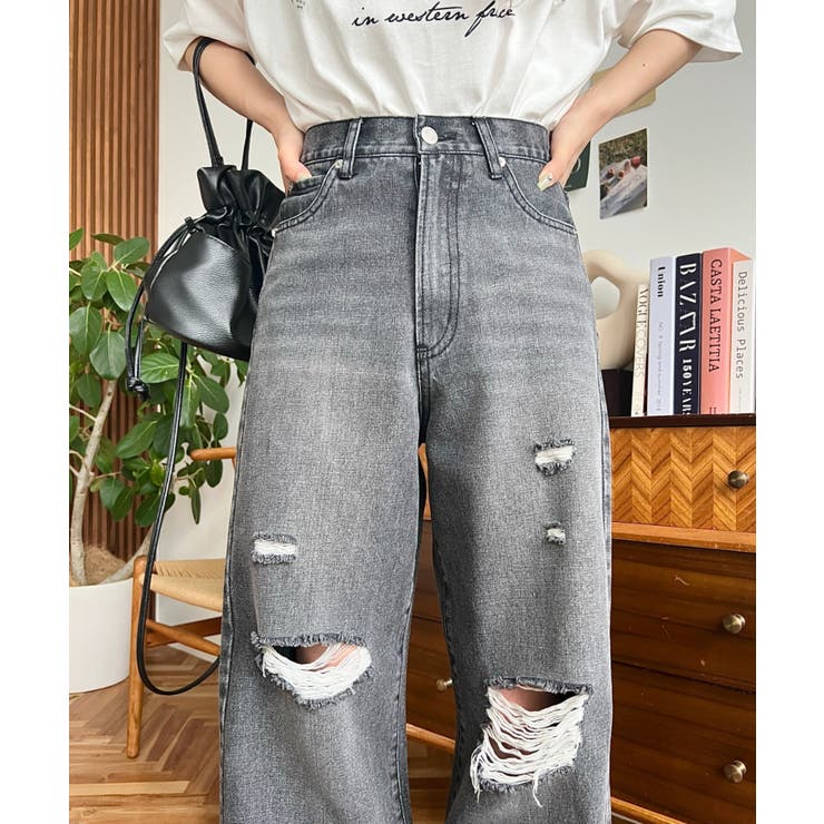 クラッシュダメージデニムパンツ | moment+ | 詳細画像16 