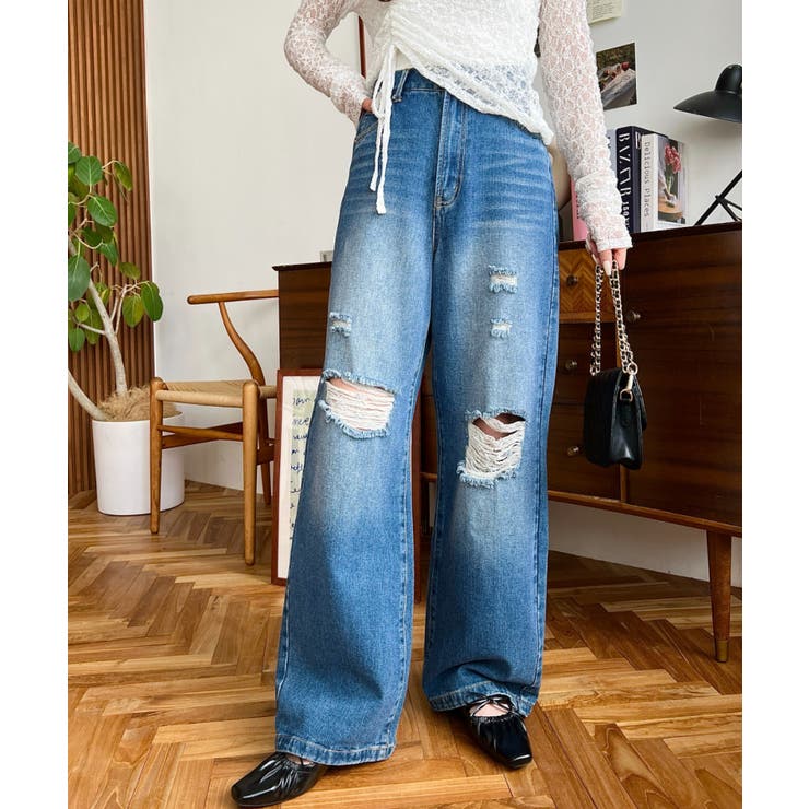 クラッシュダメージデニムパンツ | moment+ | 詳細画像19 