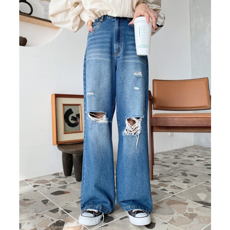 クラッシュダメージデニムパンツ | moment+ | 詳細画像25 