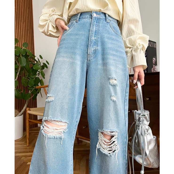 クラッシュダメージデニムパンツ | moment+ | 詳細画像27 