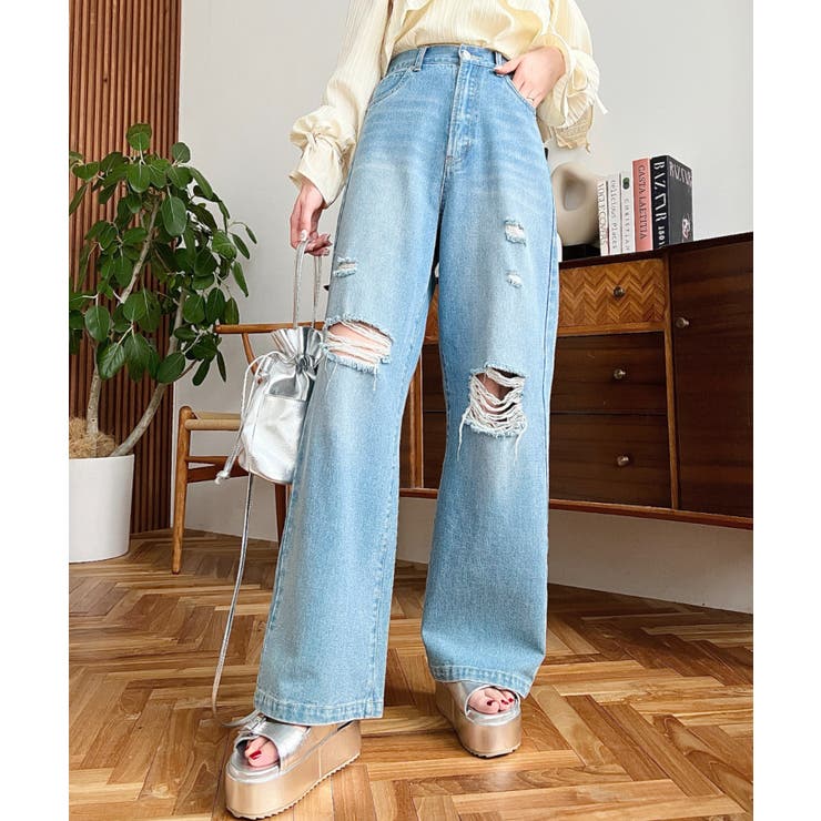 クラッシュダメージデニムパンツ | moment+ | 詳細画像28 