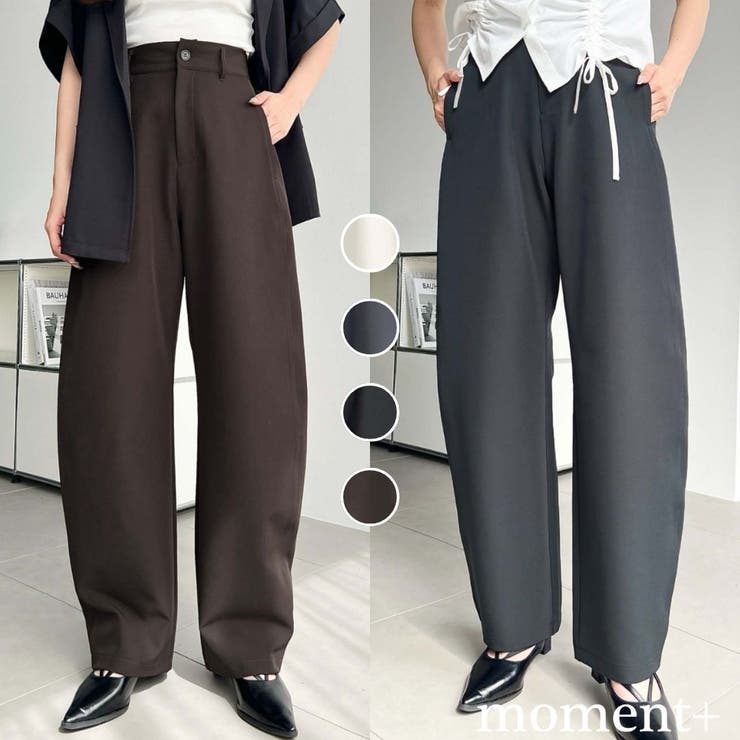 スラックスカーブパンツ 厚手TPUカットジョーゼット[品番：ERMW0000286