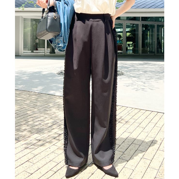 チュールサイドフリルパンツ TPUカットジョーゼット[品番：ERMW0000287