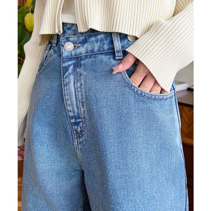 アシンメトリーストレートデニムパンツ[品番：ERMW0000288]｜moment+