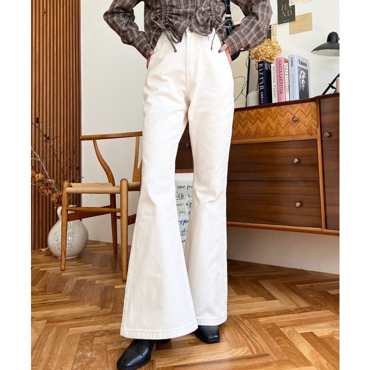 デニム＆ツイルフレアパンツ | moment+ | 詳細画像2 