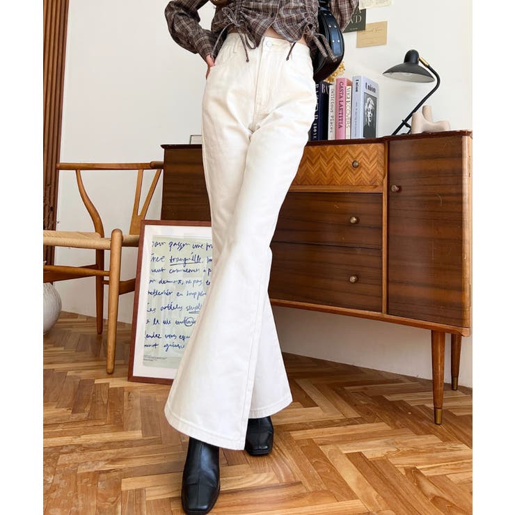 デニム＆ツイルフレアパンツ | moment+ | 詳細画像3 