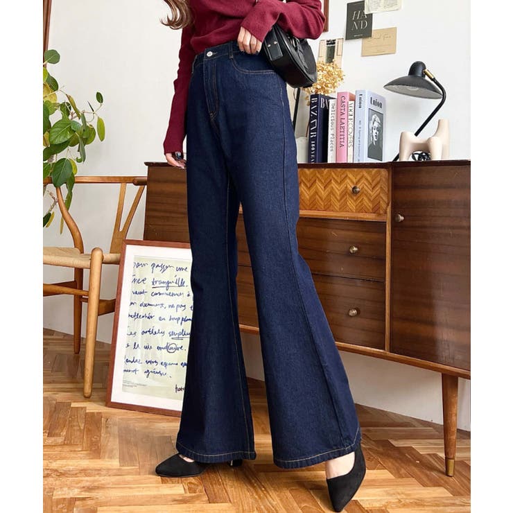 デニム＆ツイルフレアパンツ | moment+ | 詳細画像30 