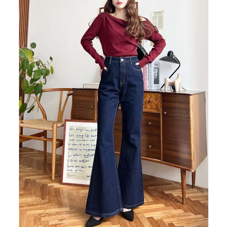 デニム＆ツイルフレアパンツ | moment+ | 詳細画像34 