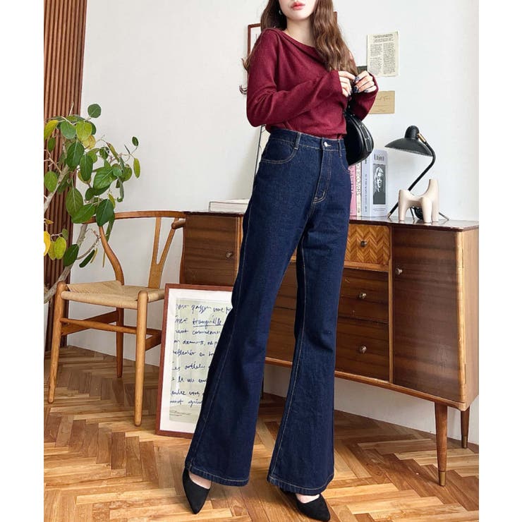 デニム＆ツイルフレアパンツ | moment+ | 詳細画像35 