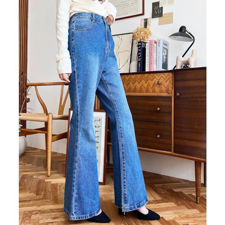 デニム＆ツイルフレアパンツ | moment+ | 詳細画像36 