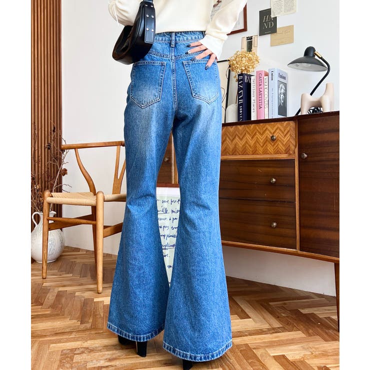 Louere ルエレ　ストレッチフレアデニムパンツ　MT Louere（ルエレ）の「ストレッチフレアデニムパンツ[高身長