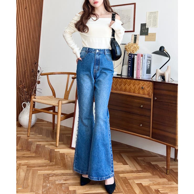 デニム＆ツイルフレアパンツ | moment+ | 詳細画像42 