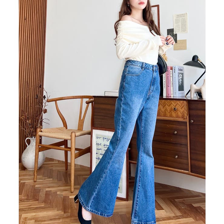 デニム＆ツイルフレアパンツ | moment+ | 詳細画像44 