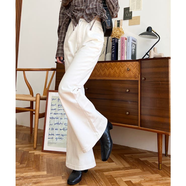 デニム＆ツイルフレアパンツ[品番：ERMW0003931]｜moment+