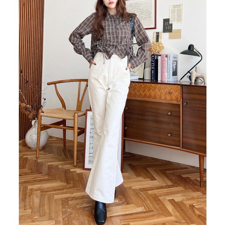 デニム＆ツイルフレアパンツ | moment+ | 詳細画像8 