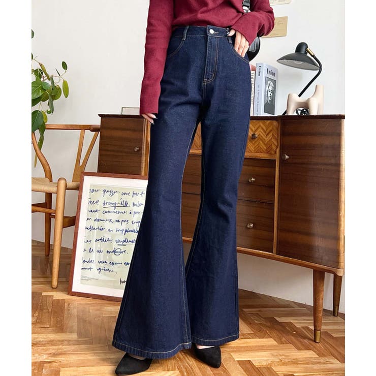 デニム＆ツイルフレアパンツ[品番：ERMW0003931]｜moment+（モーメント