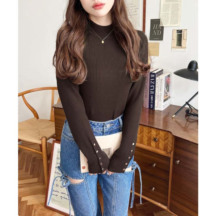 デニム＆ツイルカットアウトリボンフレアパンツ | moment+ | 詳細画像68 