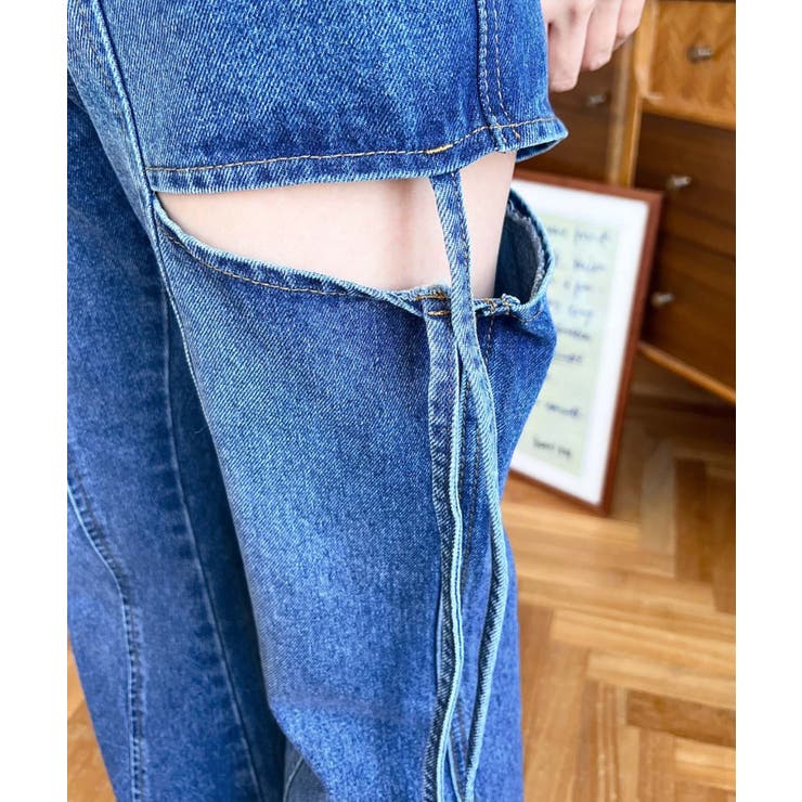 デニム＆ツイルカットアウトリボンフレアパンツ | moment+ | 詳細画像76 