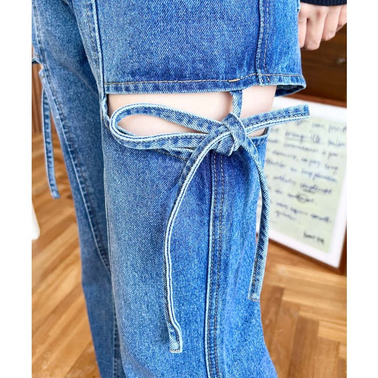 デニム＆ツイルカットアウトリボンフレアパンツ | moment+ | 詳細画像77 