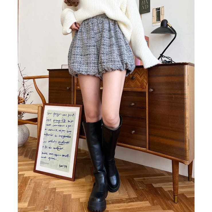 カラーツイードバルーンミニキュロット | moment+ | 詳細画像4 