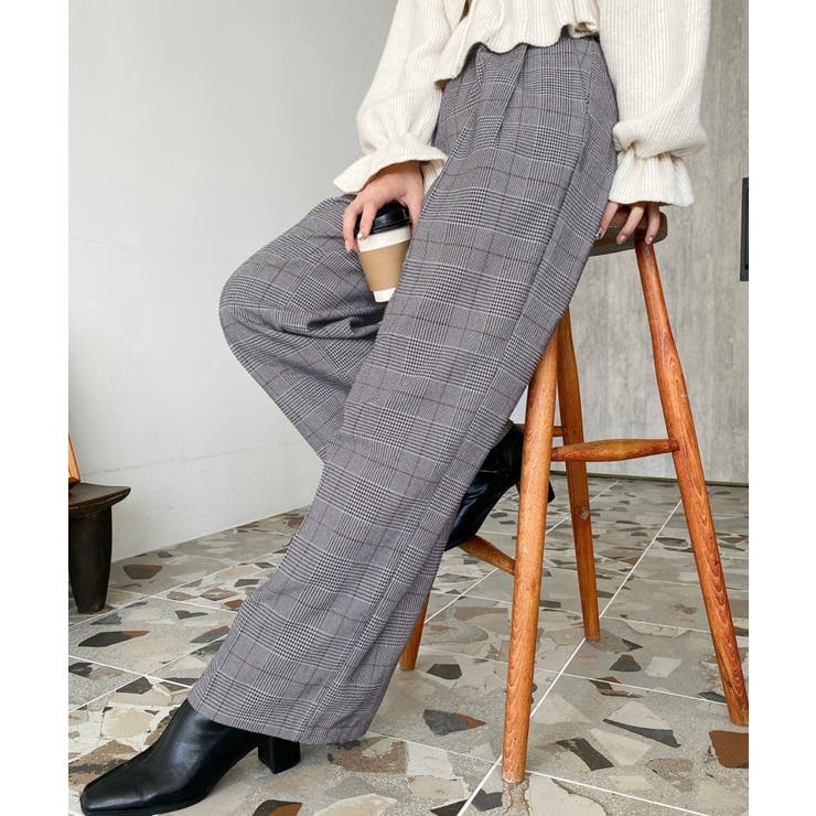 センタープレスツータックセミワイドチェックパンツ | moment+ | 詳細画像10 