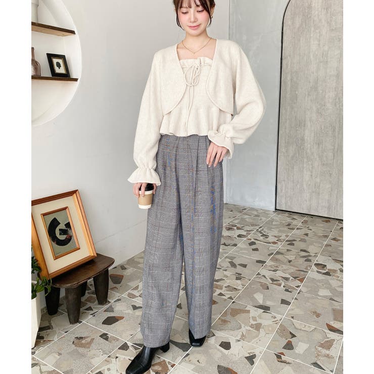 センタープレスツータックセミワイドチェックパンツ | moment+ | 詳細画像11 