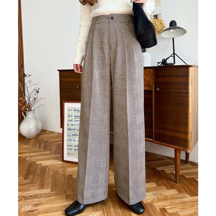 センタープレスツータックセミワイドチェックパンツ | moment+ | 詳細画像12 