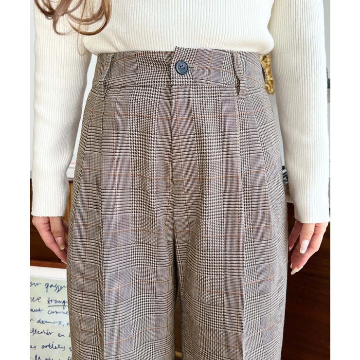 センタープレスツータックセミワイドチェックパンツ | moment+ | 詳細画像18 