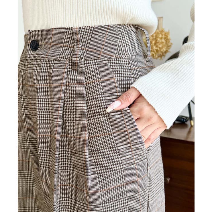 センタープレスツータックセミワイドチェックパンツ | moment+ | 詳細画像19 