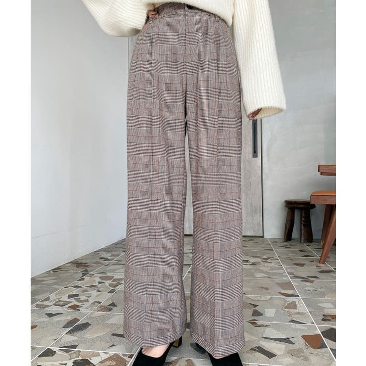 センタープレスツータックセミワイドチェックパンツ | moment+ | 詳細画像22 