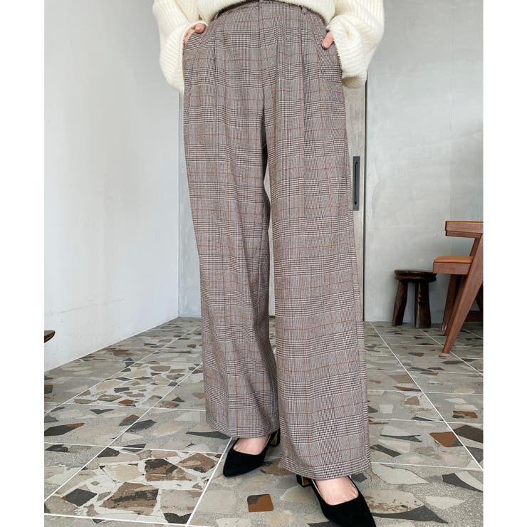 センタープレスツータックセミワイドチェックパンツ | moment+ | 詳細画像23 