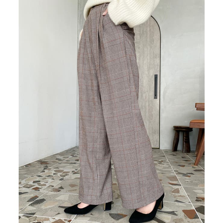 センタープレスツータックセミワイドチェックパンツ | moment+ | 詳細画像24 