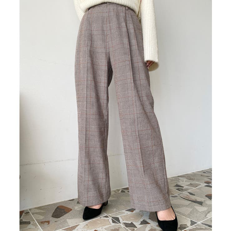 センタープレスツータックセミワイドチェックパンツ | moment+ | 詳細画像25 