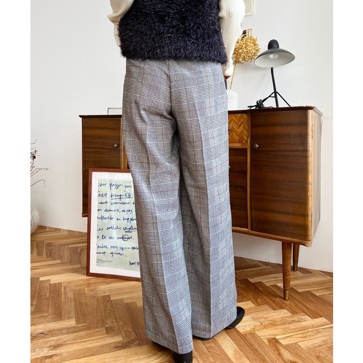 センタープレスツータックセミワイドチェックパンツ | moment+ | 詳細画像5 