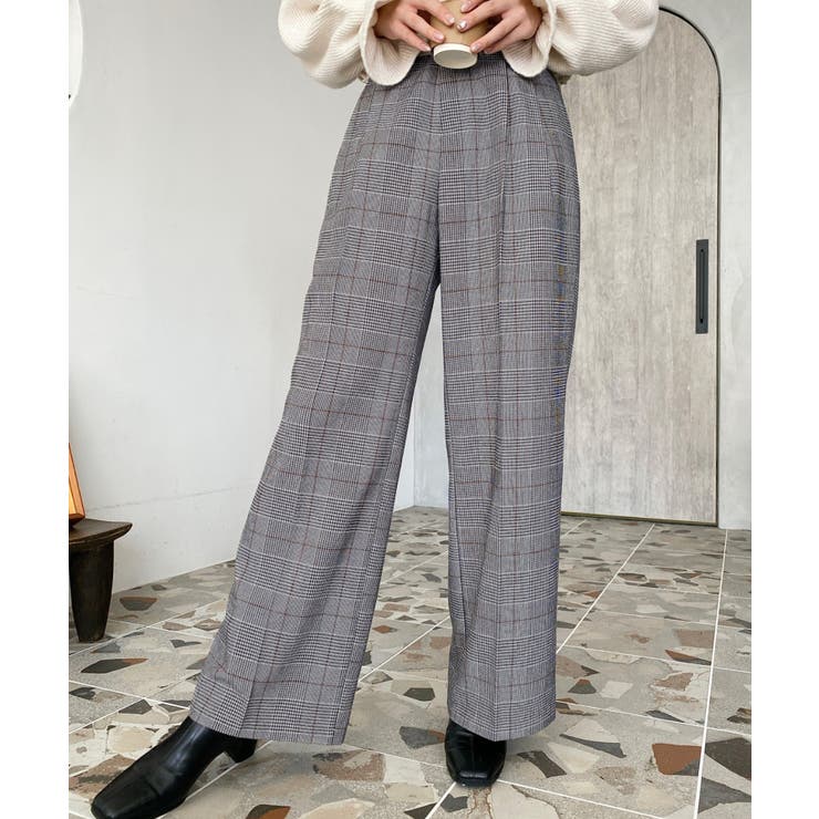 センタープレスツータックセミワイドチェックパンツ | moment+ | 詳細画像8 