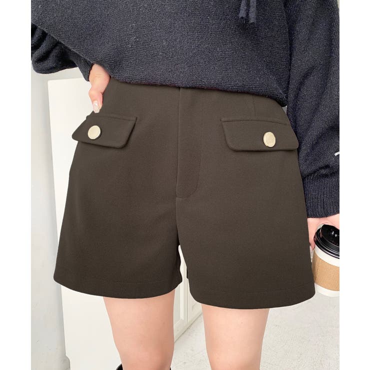 微起毛ウールライク金ボタンフラップショートパンツ | moment+ | 詳細画像14 