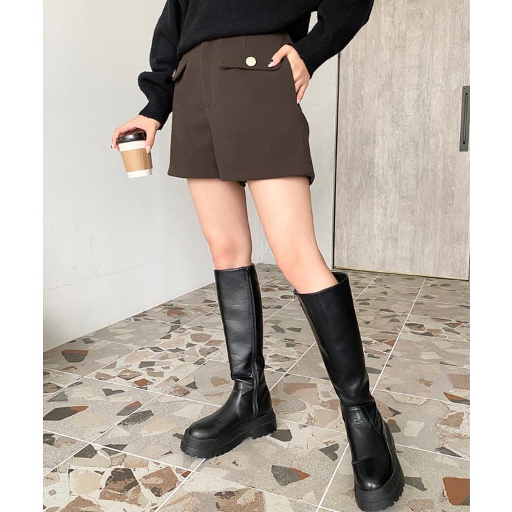 微起毛ウールライク金ボタンフラップショートパンツ | moment+ | 詳細画像17 