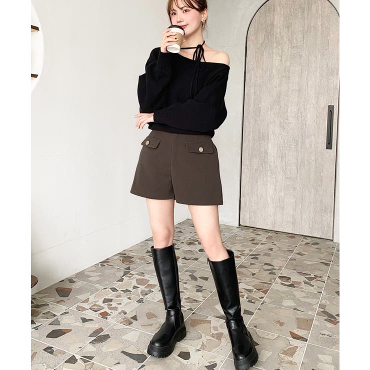 微起毛ウールライク金ボタンフラップショートパンツ | moment+ | 詳細画像18 