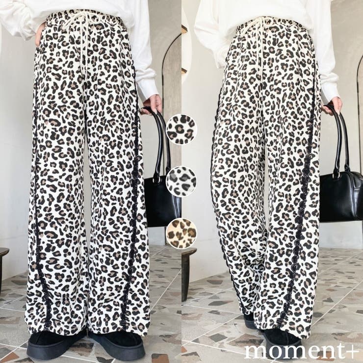 サイドレース切替レオパードスウェットパンツ | moment+ | 詳細画像1 