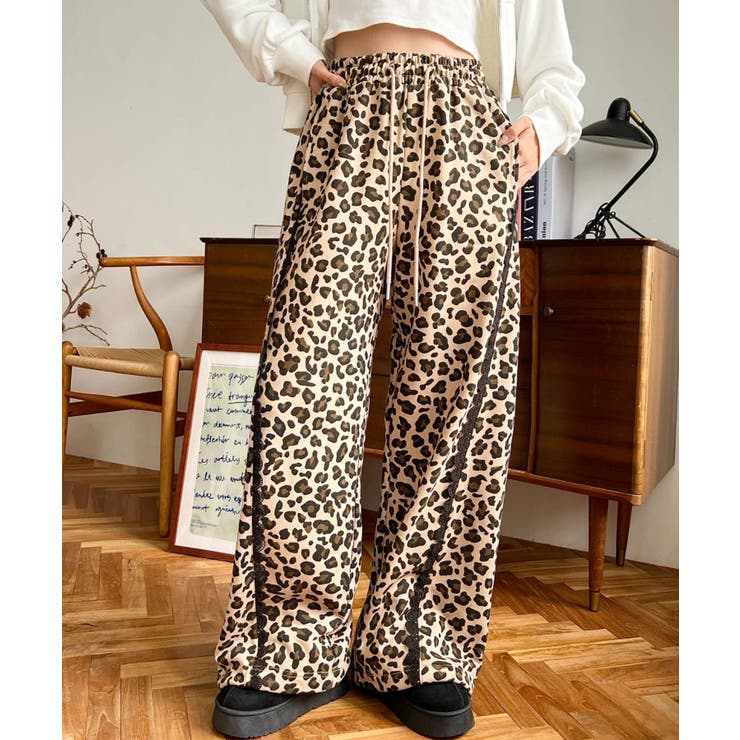 サイドレース切替レオパードスウェットパンツ | moment+ | 詳細画像13 