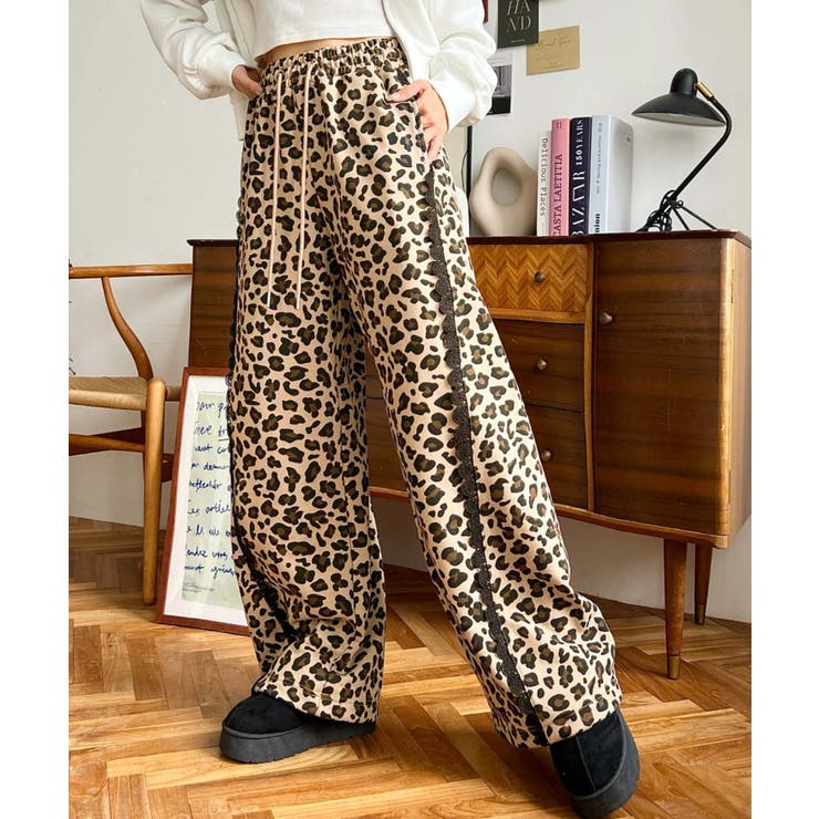 サイドレース切替レオパードスウェットパンツ | moment+ | 詳細画像15 