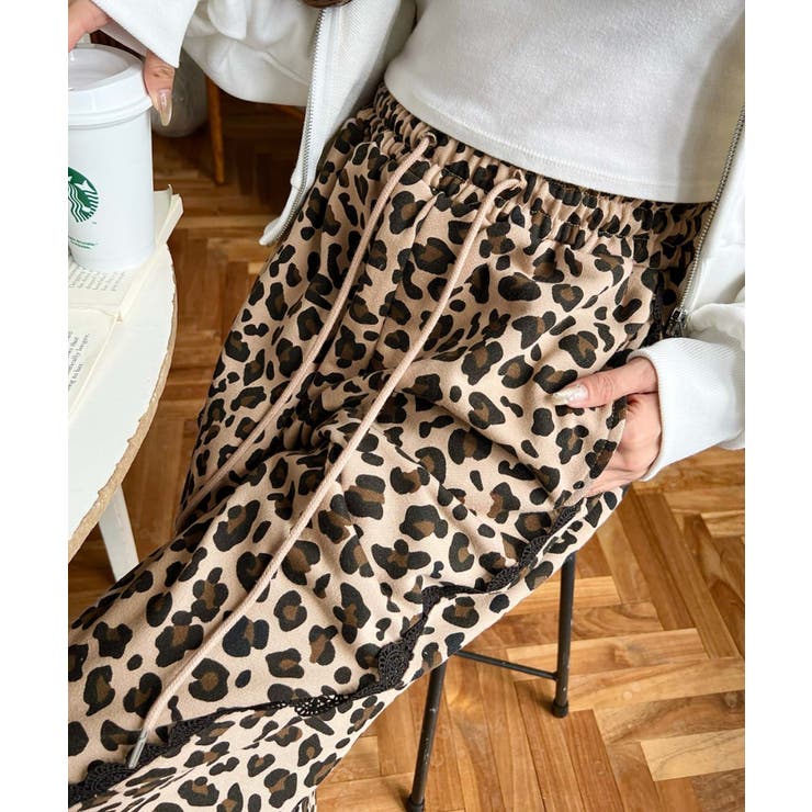 サイドレース切替レオパードスウェットパンツ | moment+ | 詳細画像16 