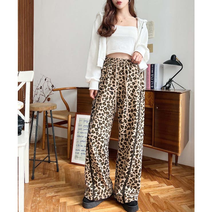 サイドレース切替レオパードスウェットパンツ | moment+ | 詳細画像18 