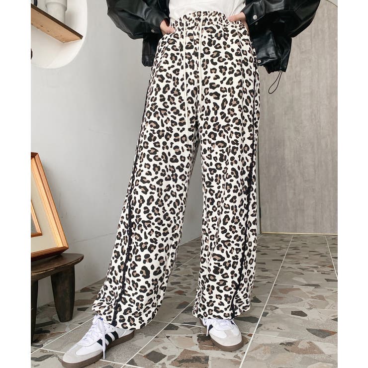 サイドレース切替レオパードスウェットパンツ | moment+ | 詳細画像3 