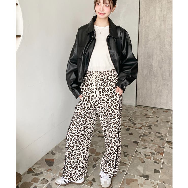 サイドレース切替レオパードスウェットパンツ | moment+ | 詳細画像6 