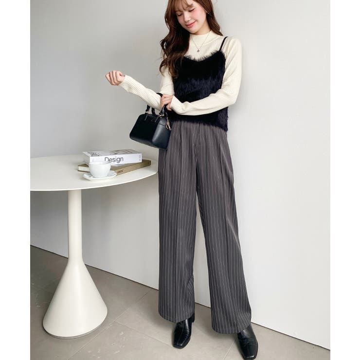 センタープレスツータックセミワイドストライプパンツ | moment+ | 詳細画像15 