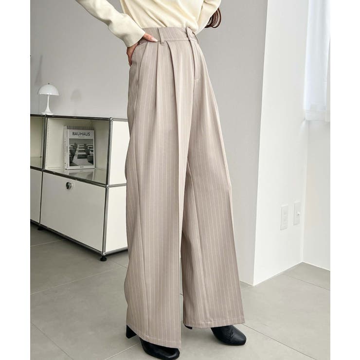 センタープレスツータックセミワイドストライプパンツ | moment+ | 詳細画像37 