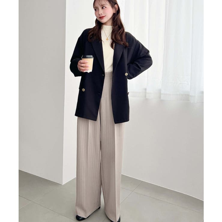 センタープレスツータックセミワイドストライプパンツ | moment+ | 詳細画像43 